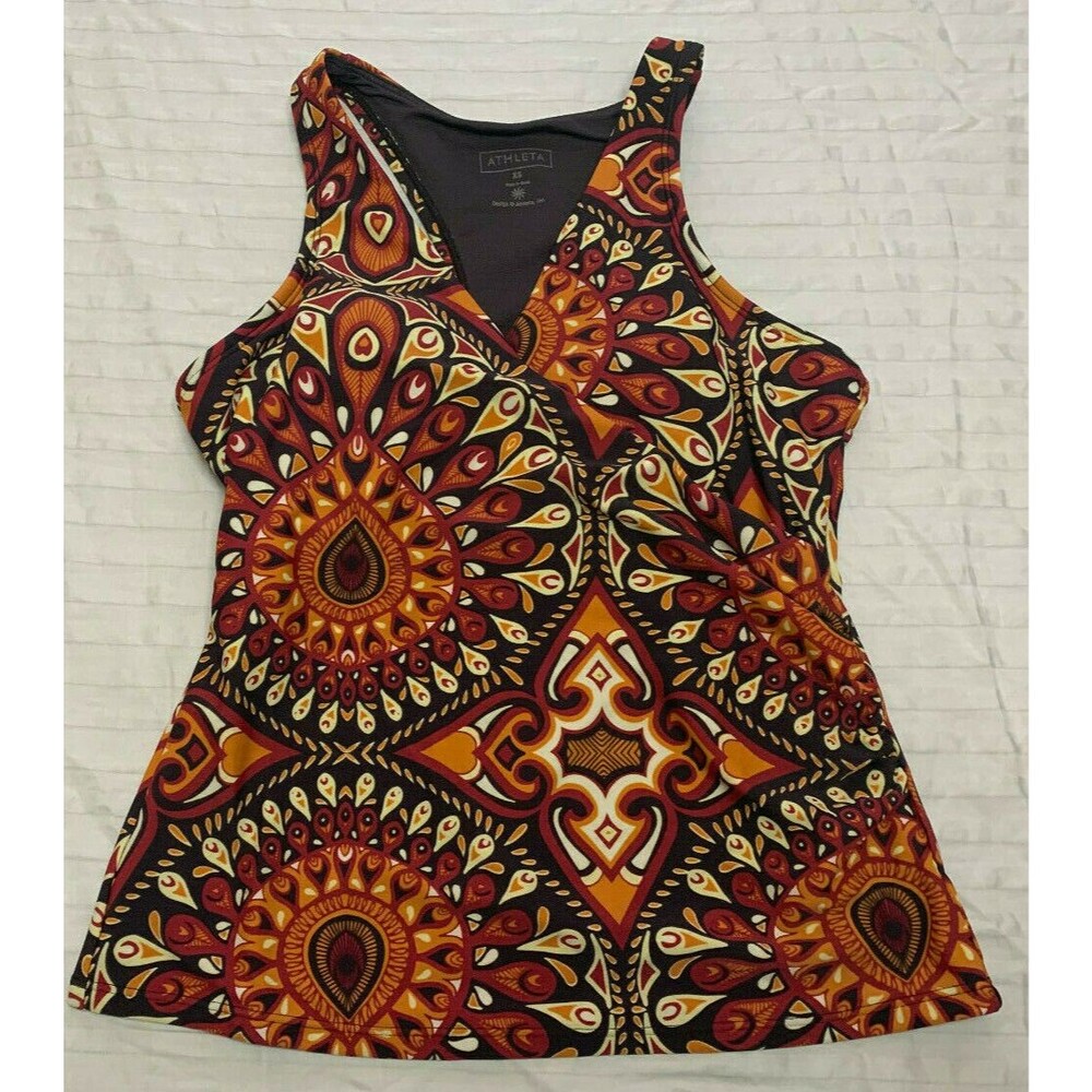 ATHLETA TEAR AWAY B4 U PLAY WOMENS WIRE FREE SWIM TANKINI TOP SIZE XS